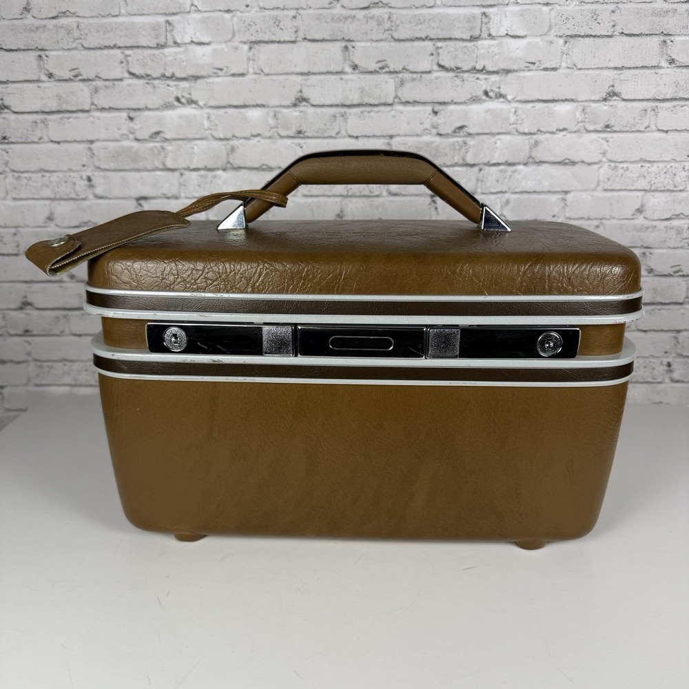 Vintage Samsonite Silhouette II Beauty Case Train Luggage Cinnamon Brown